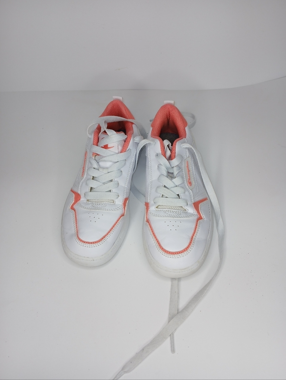 Champion Kids Sneakers Size 4Y | White & Coral Casual Shoes | Lightweight Everyd